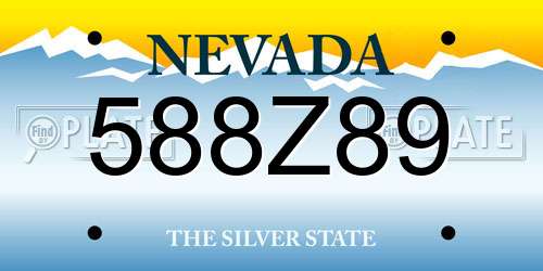588Z89 Nevada License Plate