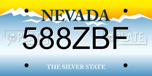 588ZBF Nevada License Plate