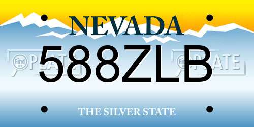 588ZLB Nevada License Plate