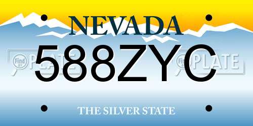 588ZYC Nevada License Plate