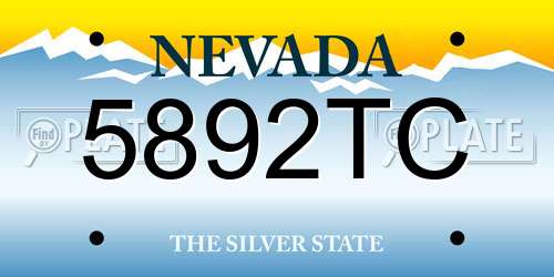 5892TC Nevada License Plate