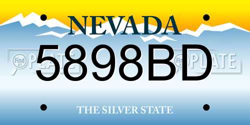 5898BD Nevada License Plate
