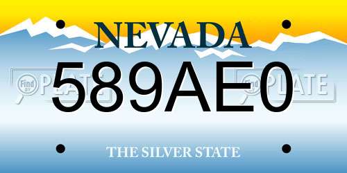 589AE0 Nevada License Plate