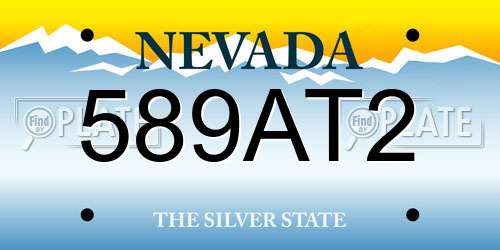 589AT2 Nevada License Plate