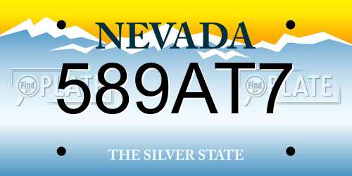 589AT7 Nevada License Plate