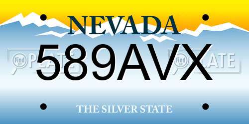 589AVX Nevada License Plate