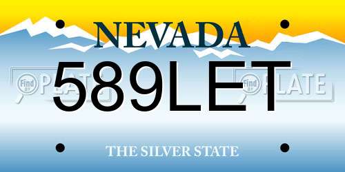 589LET Nevada License Plate