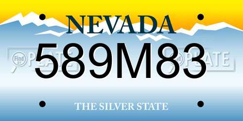 589M83 Nevada License Plate