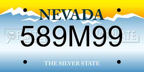 589M99 Nevada License Plate