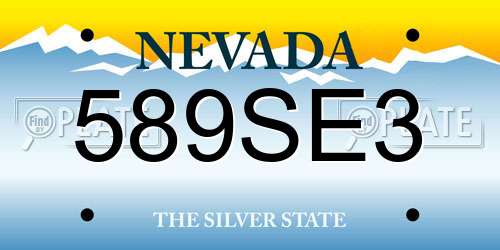 589SE3 Nevada License Plate