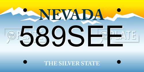 589SEE Nevada License Plate