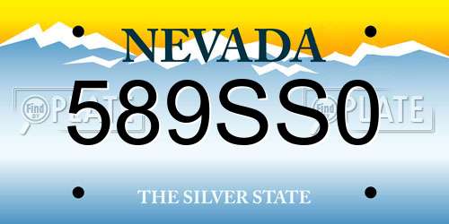 589SS0 Nevada License Plate