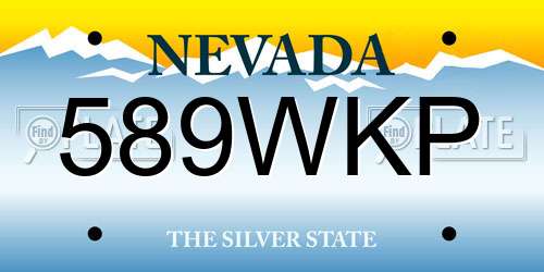 589WKP Nevada License Plate