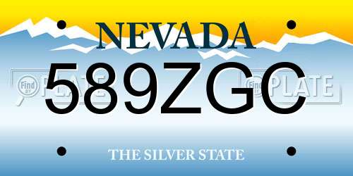 589ZGC Nevada License Plate