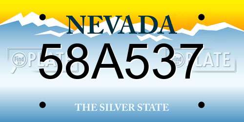 58A537 Nevada License Plate