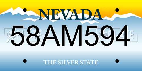 58AM594 Nevada License Plate