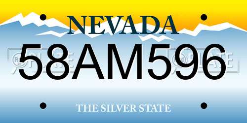 58AM596 Nevada License Plate