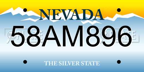 58AM896 Nevada License Plate