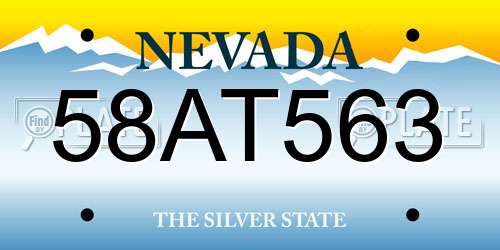58AT563 Nevada License Plate