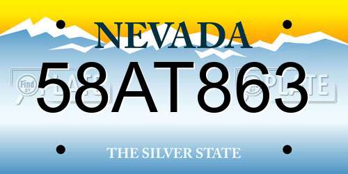 58AT863 Nevada License Plate