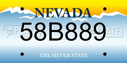 58B889 Nevada License Plate