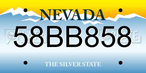 58BB858 Nevada License Plate