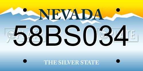 58BS034 Nevada License Plate