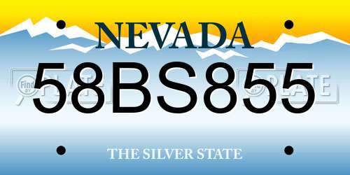 58BS855 Nevada License Plate