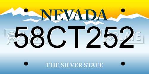 58CT252 Nevada License Plate