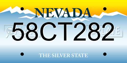 58CT282 Nevada License Plate