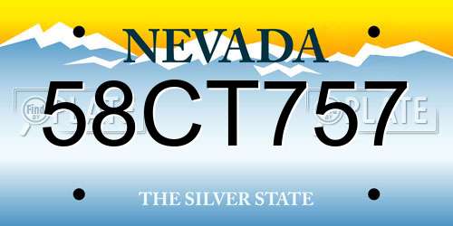 58CT757 Nevada License Plate