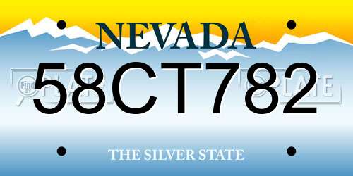 58CT782 Nevada License Plate