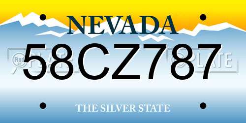58CZ787 Nevada License Plate