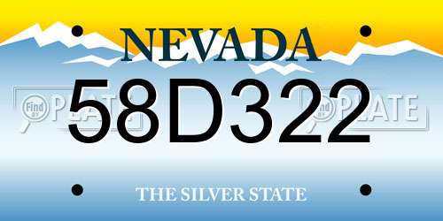 58D322 Nevada License Plate