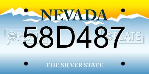 58D487 Nevada License Plate