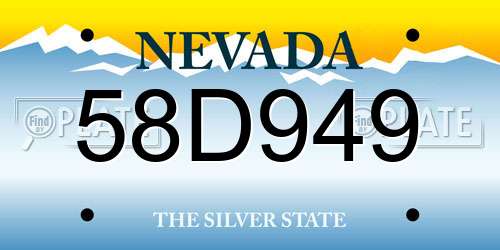 58D949 Nevada License Plate