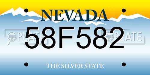 58F582 Nevada License Plate