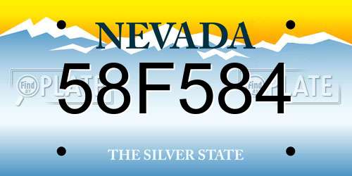 58F584 Nevada License Plate