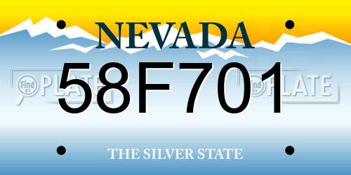 58F701 Nevada License Plate