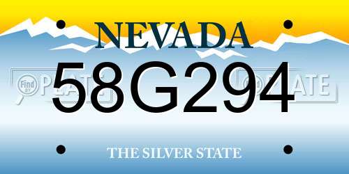 58G294 Nevada License Plate