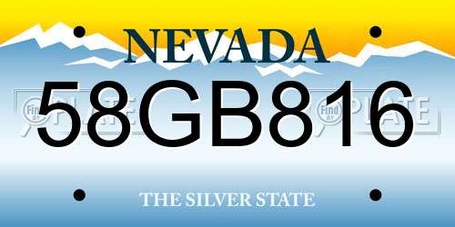 58GB816 Nevada License Plate