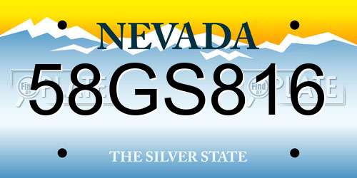 58GS816 Nevada License Plate
