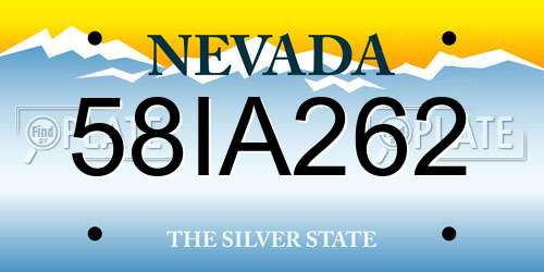 58IA262 Nevada License Plate