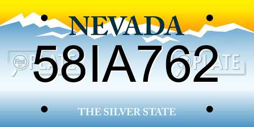 58IA762 Nevada License Plate