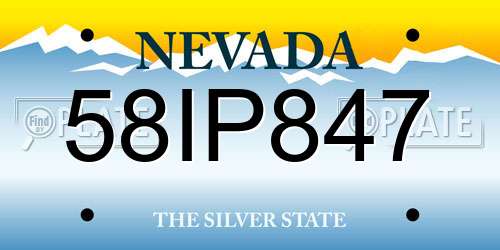58IP847 Nevada License Plate
