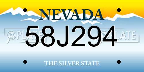 58J294 Nevada License Plate