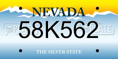 58K562 Nevada License Plate