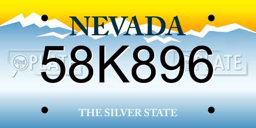 58K896 Nevada License Plate