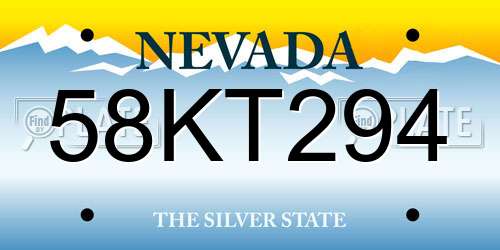 58KT294 Nevada License Plate