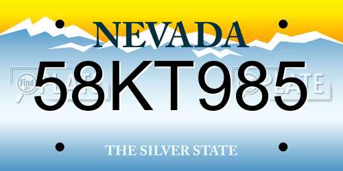 58KT985 Nevada License Plate
